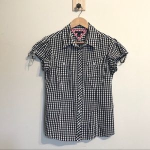 Navy & White Gingham Top with Bow detail